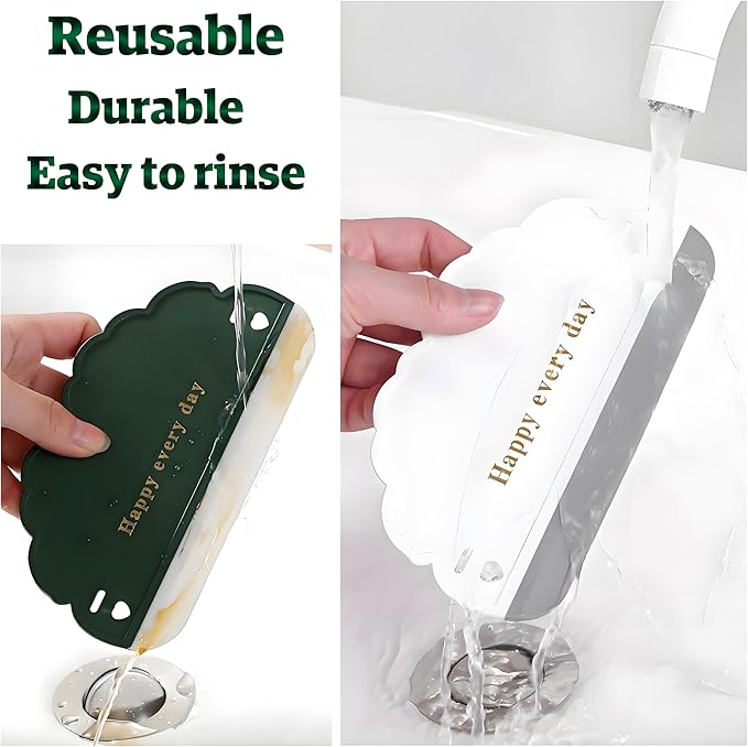 Squeegee Bathroom Glass Door Cleaning Scraper with Hanging Hook, Silicone Mini Kitchen Countertop Squeegee, Water Wiper Scraper for Sink Tiles Cleaning Tools (Cloud 3PCS)