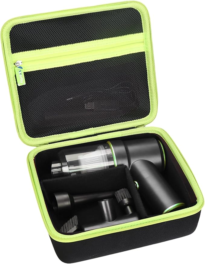 Case for CODN Handheld Car Vacuum Portable Cordless 12000PA 2 in 1 Handheld Vacuum Cleaner and Air Duster - Hard Protective Travel Carrying Storage Bag (Black-Green)