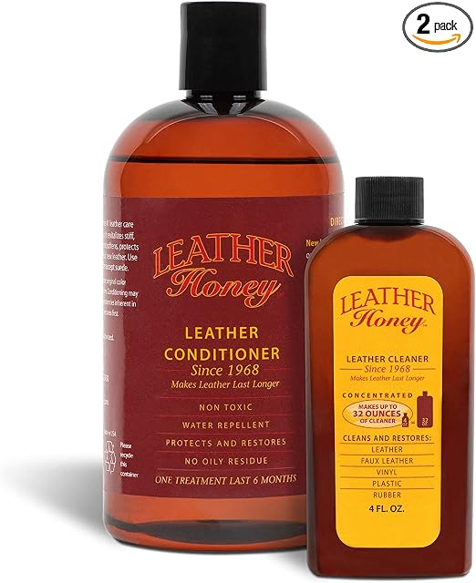 Leather Honey Complete Leather Care Kit Including 4 oz Cleaner and 16 oz Conditioner for use on Leather Apparel, Furnitu