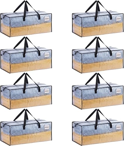 VENO Heavy Duty Moving Bags, Storage Bags, Easy Visibility, Clear, 8 Pack