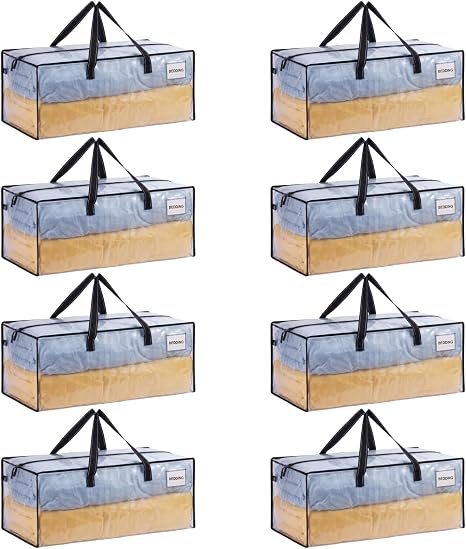 VENO Heavy Duty Moving Bags, Storage Bags, Easy Visibility, Clear, 8 Pack