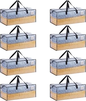 VENO Heavy Duty Moving Bags, Storage Bags, Easy Visibility, Clear, 8 Pack