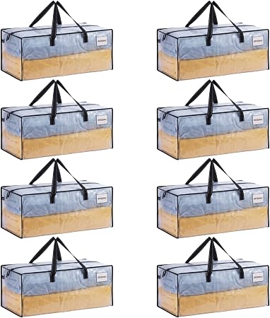 VENO Heavy Duty Moving Bags, Storage Bags, Easy Visibility, Clear, 8 Pack