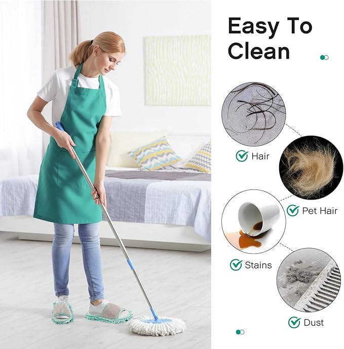 Jecery 2 Pairs Microfiber Cleaning Mop Slippers for Floor Cleaning House Mop Shoes Men and Women Washable Unisex Dusting Slippers Dirt Tool Supplies(Medium,Green, Coffee)