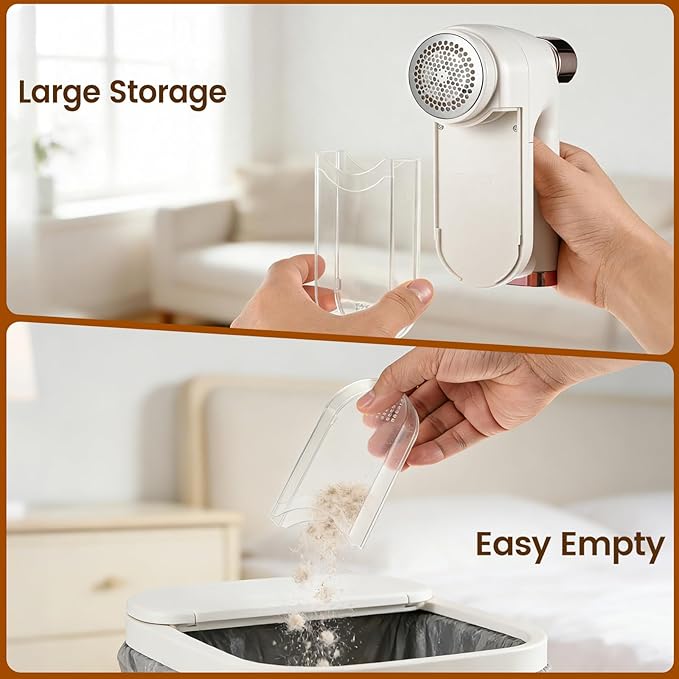 Fabric Shaver, Lint Shaver with Lint Brush, 3-Speed Sweater Shaver to Remove Pilling for Clothing, 6 Leaf Blade, LED Display, Electric Lint Remover for Furniture, Blanket, Couch (Beige)