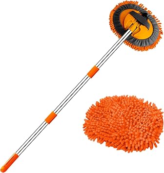 WillingHeart 47.5" Car Wash Brush Mop Cleaning Tool with Long Handle Kit for Washing Detailing Cars Truck, SUV, RV, Trai