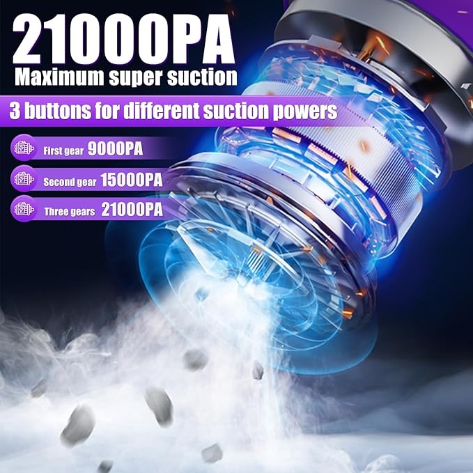Handheld Car Vacuum Portable Cordless with One-Touch Window Breaker and Seatbelt Cutter 25000Pa High-Power Suction Hand Held Vacuum Cleaner & Air Duster for Car Cleaning (Silver-Purple)