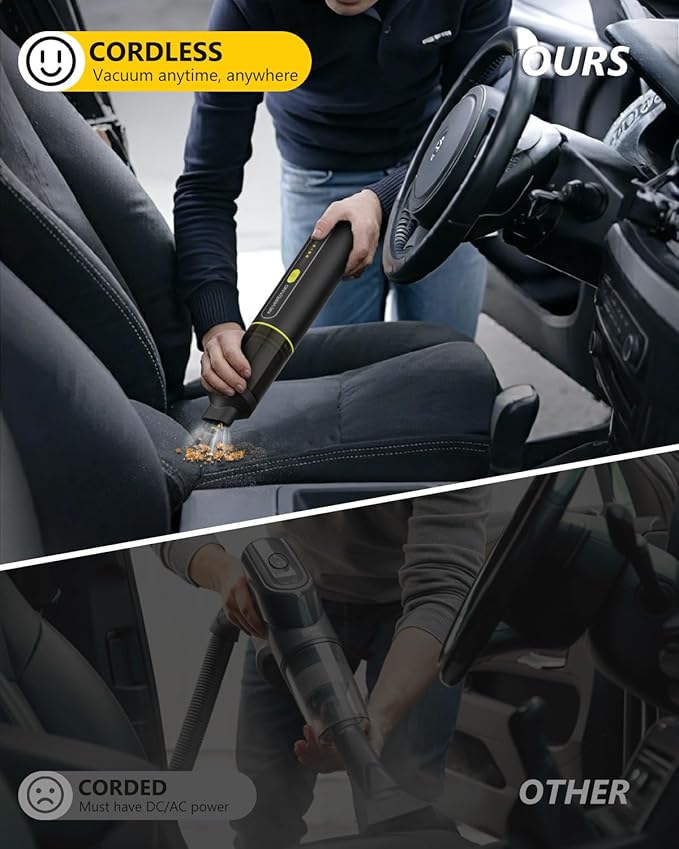 NEVERLAND Car Vacuum - 20000Pa Powerful Suction Mini Vacuum Cleaner Blowing & Inflating 4-in-1 Portable Vacuum Cordless for Car, Office Desk, Keyboards