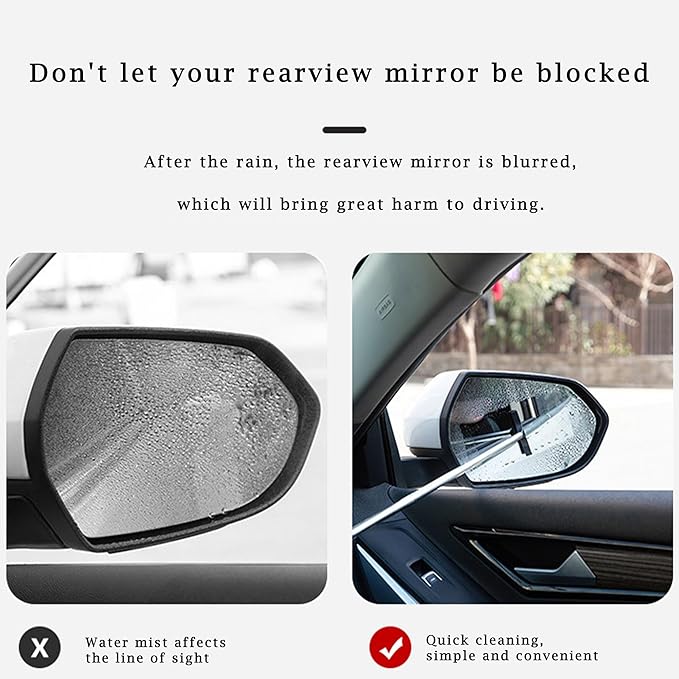 YZXODN 3 PCS Side Mirror Squeegee,Car Mirror Squeegee,Retractable Car Rearview Mirror Wiper,Portable Car Cleaning Tool for Rainy Foggy Weather,Universal Car Accessories(Black/Pink/Green)