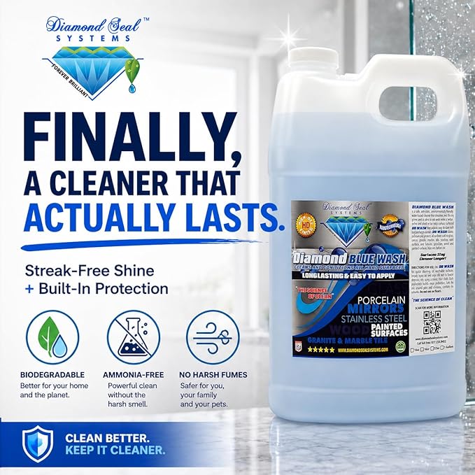 Nano-Tech Repellent Wash - Multi-Surface Glass Cleaner Spray for Granite, Wood, Stainless Steel & Kitchen Appliances - Cleaning Supplies - Made in USA 1 Gallon
