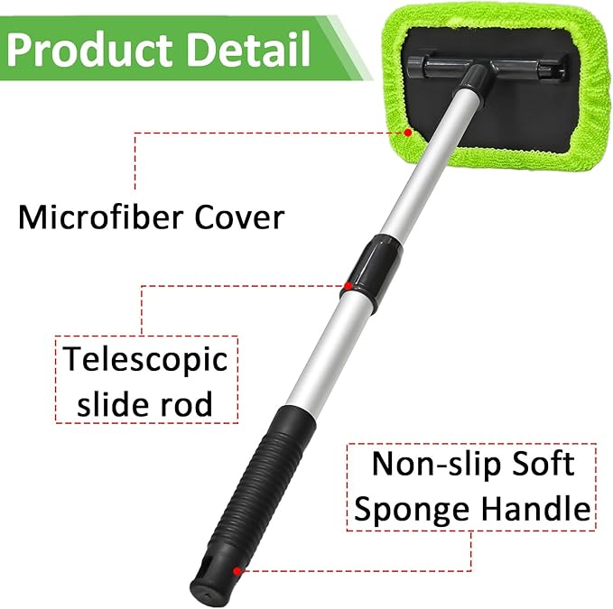Beieverluck 15 Pieces Windshield Cleaner Tool, Inside Car Window Cleaning Tool with 9 Microfiber Pads and 3 Spray Bottles, Windshield Cleaner Tool Auto Interior Exterior Glass Wiper Kit
