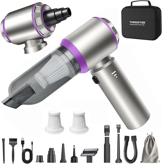 Car Vacuum Portable Cordless, 20000Pa 4-in-1 Handheld Cleaner & Air Duster, 80000RPM Brushless Motor, Type-C Charging, HEPA Filter, Storage Case for Car Home Office (Purple)