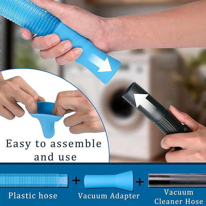 Dryer Vent Cleaner Kit – Flexible Brush & Universal Vacuum Attachment for Lint Removal, Dryer Duct and Vent Cleaning Tool for Dryer, Washer, Car Vents & Air Ducts