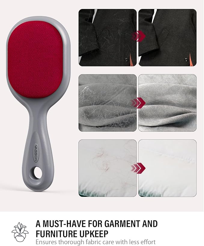 VASSON Double-Sided Lint Brushes, Classic Velvet Brush for Furniture and Clothing, Ideal for Pet Hair Removal