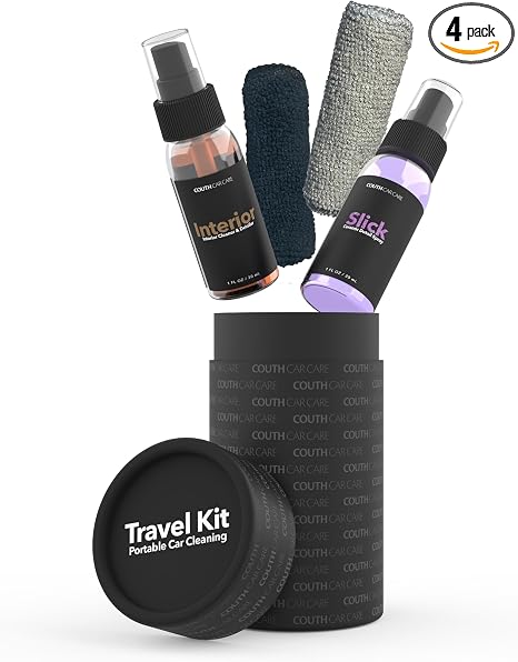 Couth Travel Kit - Car Cleaning Travel Bundle w/Interior Cleaner and Detailer | Ceramic Detail Spray | Microfiber Cleani