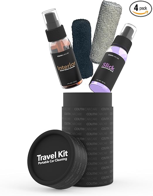 Couth Travel Kit - Car Cleaning Travel Bundle w/Interior Cleaner and Detailer | Ceramic Detail Spray | Microfiber Cleani