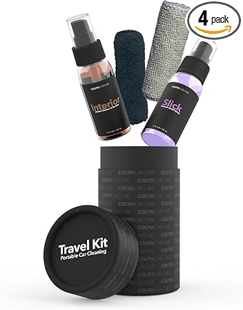 Couth Travel Kit - Car Cleaning Travel Bundle w/Interior Cleaner and Detailer | Ceramic Detail Spray | Microfiber Cleani