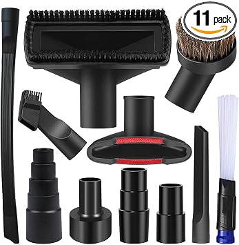 11PCS Universal Vacuum Attachment Kit Wet Dry Plastic Vacuum Hose Adapter 1-1/4" Vacuum Cleaners Accessories with Horse 