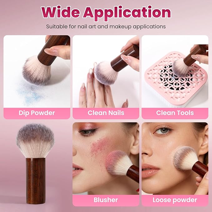 BQAN Professional Nail Dust Brush with Wooden Handle - Soft Bristle Cleaning Brush for Acrylic & Gel Nail Art, Powder Removal Tool for Nail Tech, Salon & Home Manicure (1 Pack)