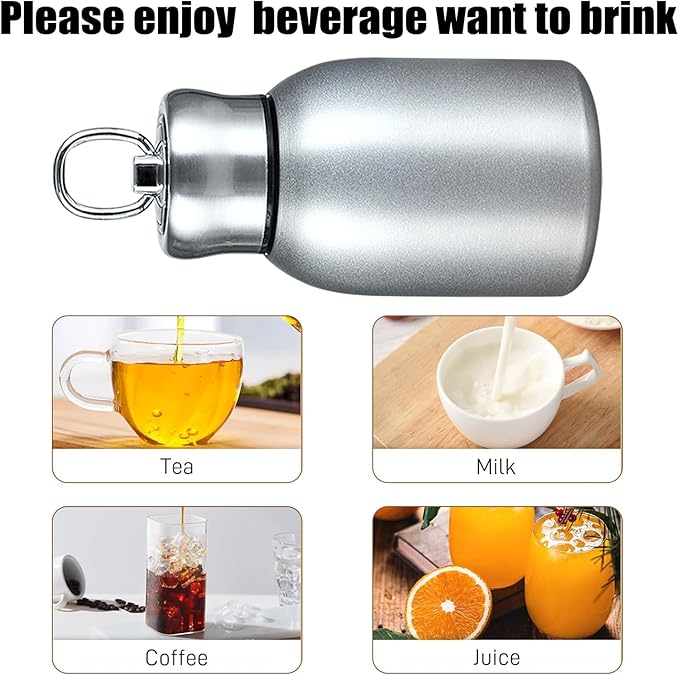 Mini Stainless Steel Thermal Bottle Small Vacuum Insulated Water Bottle, Portable Leakproof Sport Tumbler Cup Hot and Cold Travel Mug 10 oz (Silver)