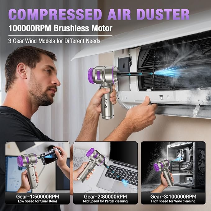 Car Vacuum Portable Cordless 18000PA High Power Mini Vacuum Cleaner Hand Vacuum Cordless Rechargeable, with with Brushless Motor for Car Detailing Keyboard Cleaner Home Cleaning(Purple)
