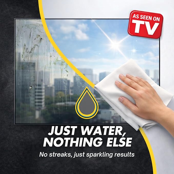 Microfiber Magic Streak Free Cleaning Cloth 6 Pack Clean Any Surface With Just Water Eco Friendly Environmentally Safe Perfect for Window, Mirror, Kitchen, Counters, Appliances, Car, Cycle, TV Screen