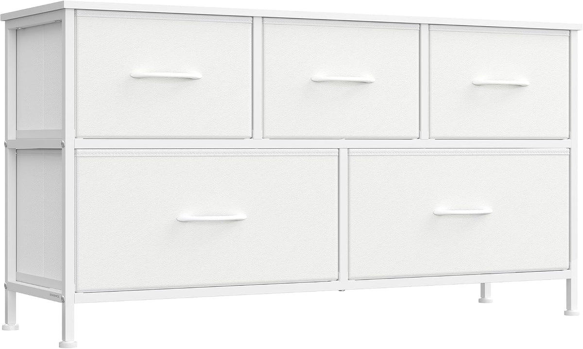 Dresser for Bedroom, Wide Dresser with 5 Fabric Drawers