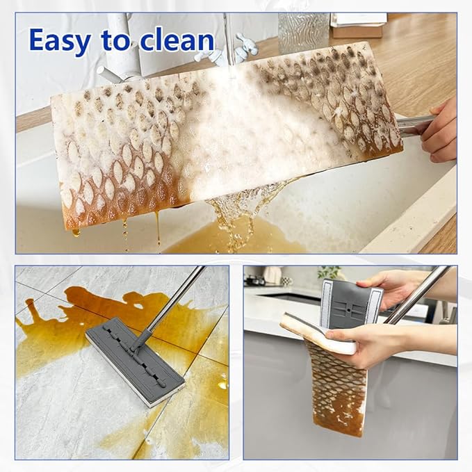 Mops Pad for Floor Cleaning,Magic Sponges Eraser Cleaning Mop Pads Refills Suitable for 13" Flat mop Head (Mop Pad Refill,13"x4.72"x0.98")