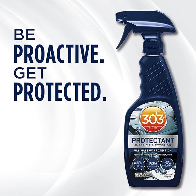 303 Products Automotive Protectant Spray, UV Protection for Car Interior & Exterior – Protects Vinyl, Plastic & Rubber, Repels Dust & Dirt, Matte Finish, 16 oz