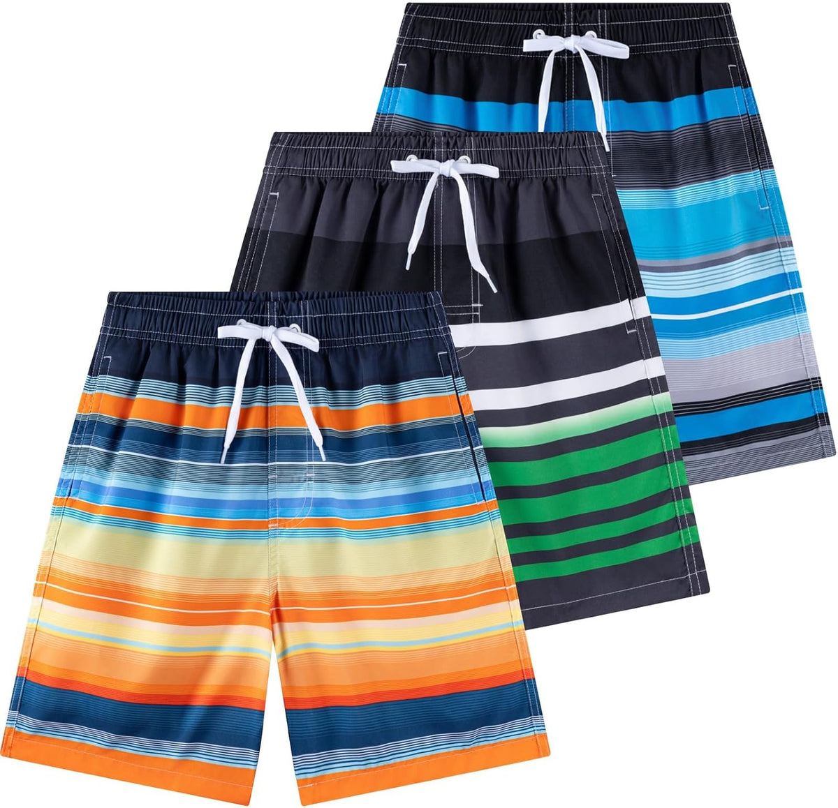 Boys Swim Trunks 3 Pack Quick Dry UPF 50+ Bathing Suit 5-16 Years