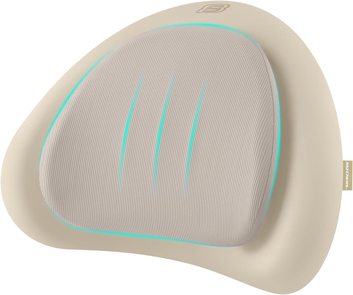 Skechers Lumbar Pillow Premium Memory Foam, Double-Layer-Office Chair Cushion for Tailbone Pain Relief,Butt Pillow for Office Chair,Car seat Cushion,Long Sitting Office Workers,and Car Drivers,Beige
