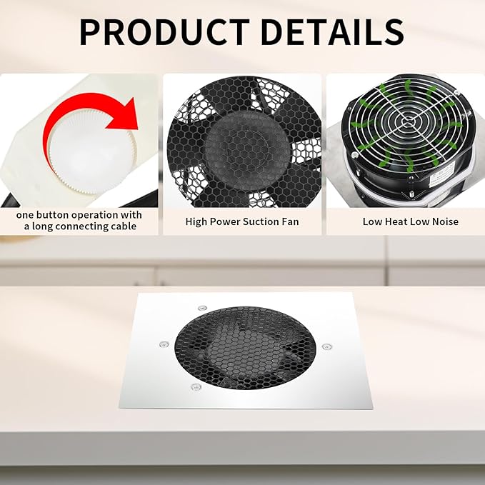 Powerful Nail Dust Collector Built in Table Desk Nail Vacuum Cleaner Professional Table Embedded Dust Extractor Vacuum Built in Desktop Nail Dust Collector Quiet Nail Fan Acrylic Nail Tools
