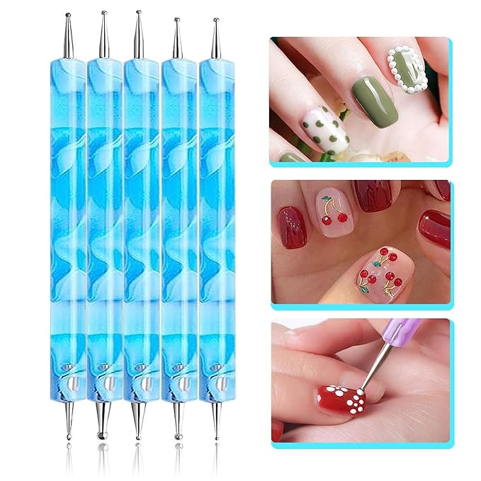 28Pcs Blue Nail Art Brush Set, Manicure Tool Kit with Acrylic Nail Brush, Builder Gel Brushes, Cuticle Brush, Dust Brush, Dotting & Liner Tool for Acrylic Powder Application, Sculpting & Cleaning