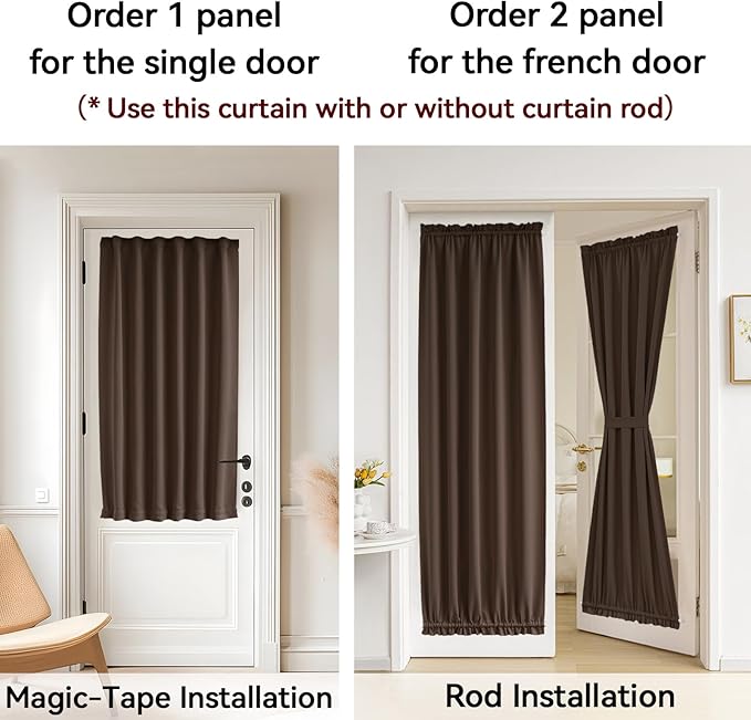 Vatge Narrow Window Curtains Privacy Door Curtain for Doorways SideLight Door Window Curtains, 1 Panel, W12 x L72, Brown
