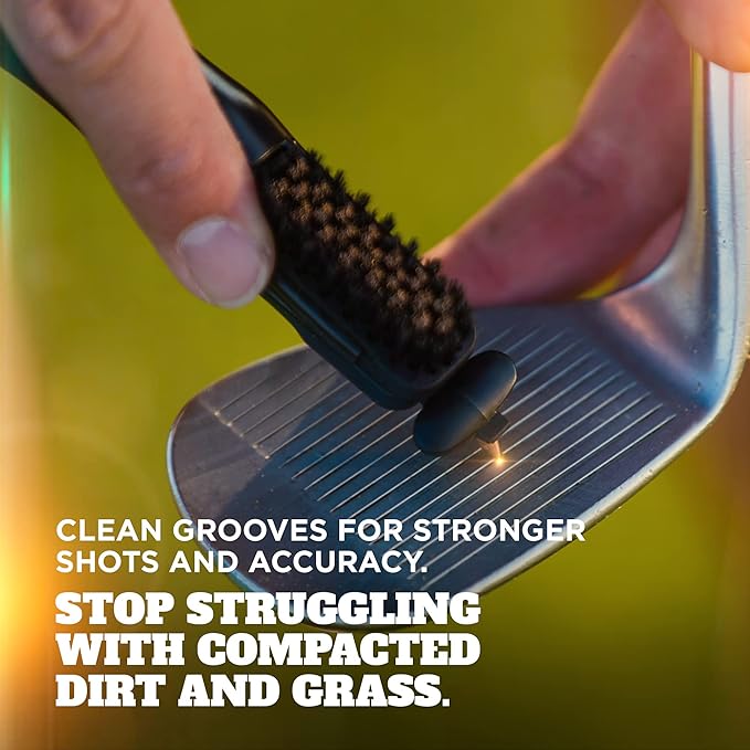 Frogger BrushPro Golf Club Cleaner with Ergonomic Grip and 2.5 ft. Retractable Cord - Sturdy Golf Club Brush and Groove Cleaner for Golfers