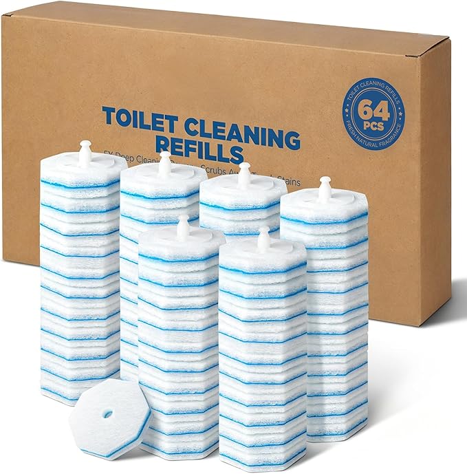 64 Count Toilet Wand Refills for Clorox Toilet Wand, 5X Cleaning Power Toilet Bowl Cleaners with Exclusive Formula, High-Density Disposable Toilet Brush Scrubber - No Falling Apart, Fresh Fragrance