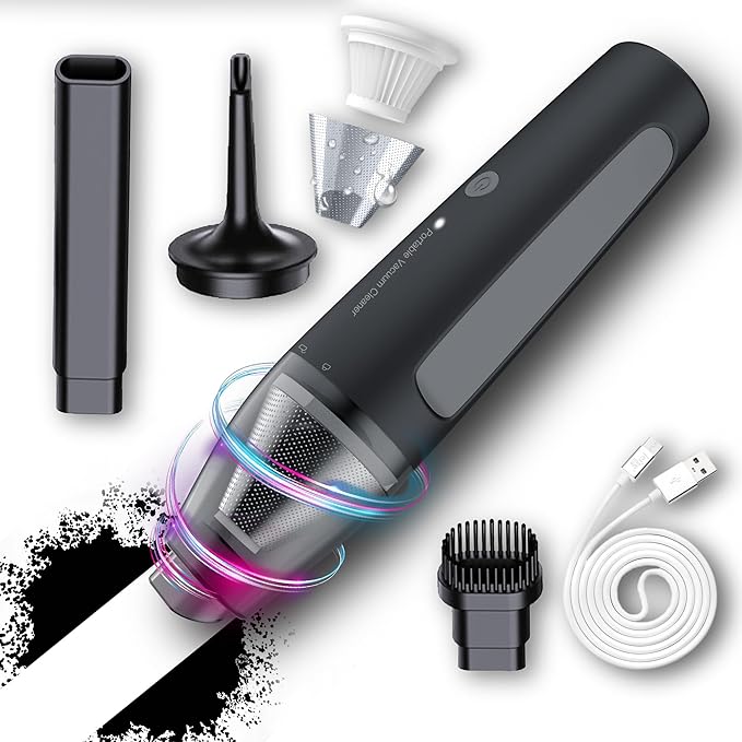 PATO Cordless Handheld Vacuum Cleaner, Mini Car Vacuum with PowerfulSuction, 1800mAh high-CapacitybatteryPortable Dust Collector Matte Black.