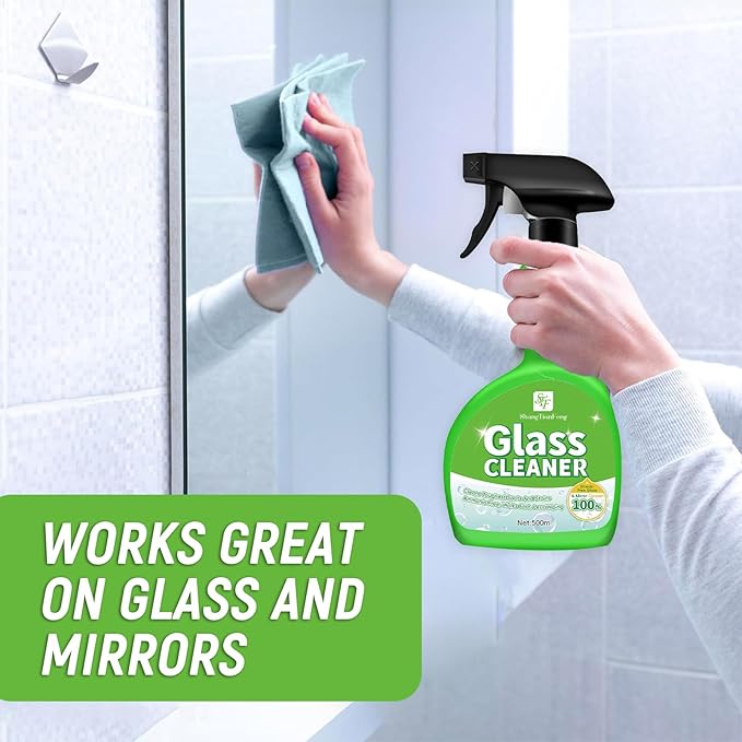 Glass Cleaner Spray,Window cleaner,Mirror cleaner- Streak-Free & Fast Drying Formula for Windows, Mirrors & Shower Doors | Ammonia-Free, 17oz (Pack of 2) | Eco-Friendly Vinegar Power