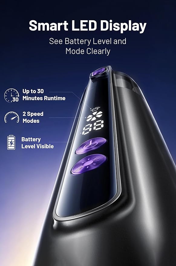 Handheld Cordless Car Vacuum Cleaner 15000Pa, 3-in-1 Portable Vacuum with LED Display & HEPA Filter,USB-C Rechargeable, up to 30-Min Runtime for Car, Home, Desk & Pet Hair(Black)