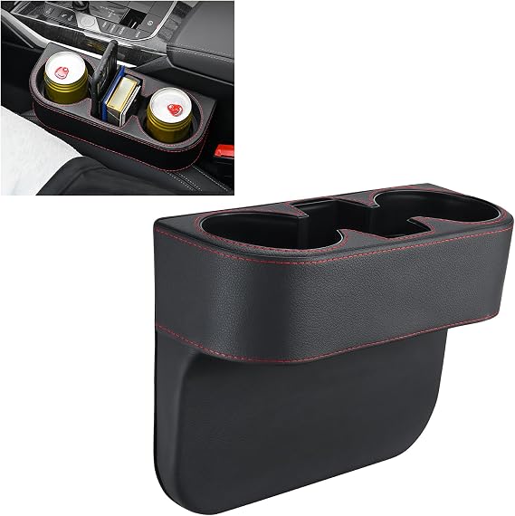 Car Cup Holder for Seat Gap Filler, PU Leather Car Seat Gap Filler Organizer Storage Box, Multifunctional Automotive Int