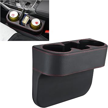 Car Cup Holder for Seat Gap Filler, PU Leather Car Seat Gap Filler Organizer Storage Box, Multifunctional Automotive Int