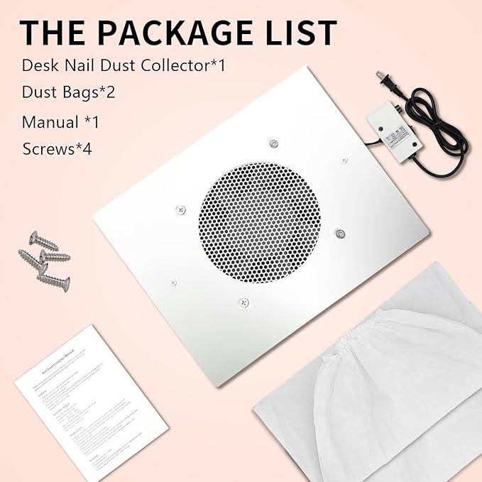 BLUETOP Nail Dust Collector Nail Vacuum Cleaner Table Embedded Dust Extractor Vacuum Professional Built in Desktop Nail Dust Collector Quiet Nail Fan Low Noise for Nail Salon Home