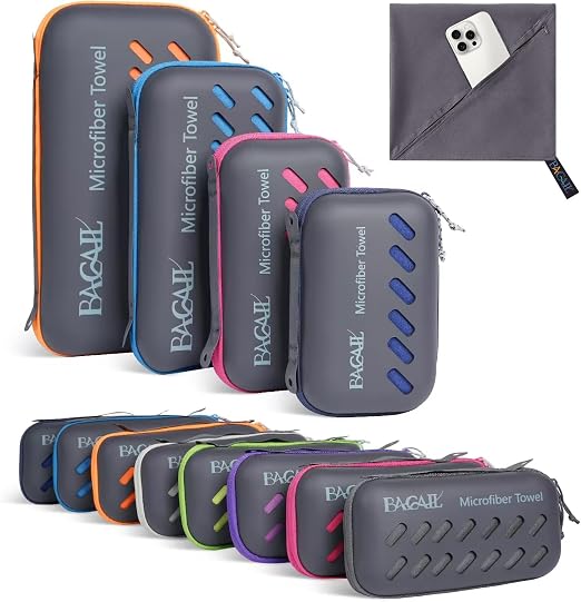BAGAIL Camping Towel with EVA Case, Compact & Ultra Soft Microfiber Travel Towel - Super Absorbent & Lightweight Quick D