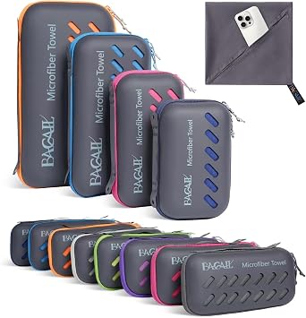 BAGAIL Camping Towel with EVA Case, Compact & Ultra Soft Microfiber Travel Towel - Super Absorbent & Lightweight Quick D