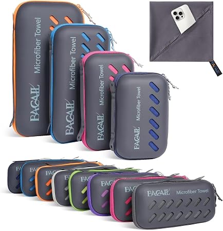 BAGAIL Camping Towel with EVA Case, Compact & Ultra Soft Microfiber Travel Towel - Super Absorbent & Lightweight Quick D