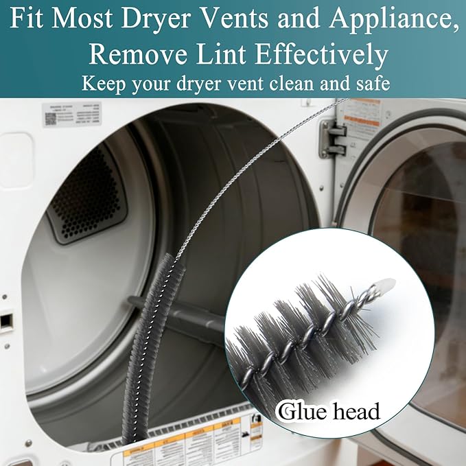 Dryer Vent Cleaner Kit - Long Dryer Vent Cleaning Brush, Dryer Lint Cleaner Remover Refrigerator Long Coil Cleaning Kit - Appliance Brush - AC Cleaning Brush Set for Household Tools