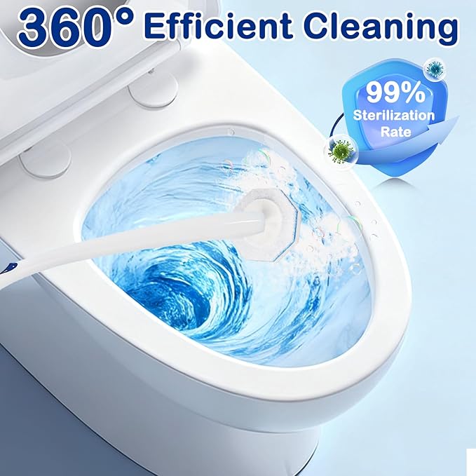 50 Count Disposable Toilet Wand Refills, 5X Cleaning Power Scrubber Refill, Bathroom Cleaning Supplies, No Falling Apart, Fresh Fragrance