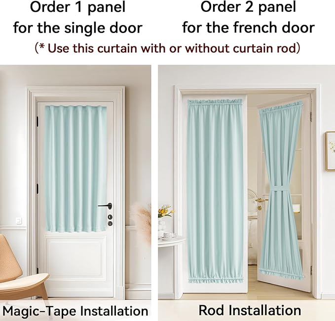 Vatge French Door Curtain Front Door Curtains for Glass Window,Sidelight Curtains for Front Door, 1 Panel, W25 x L72, Aqua