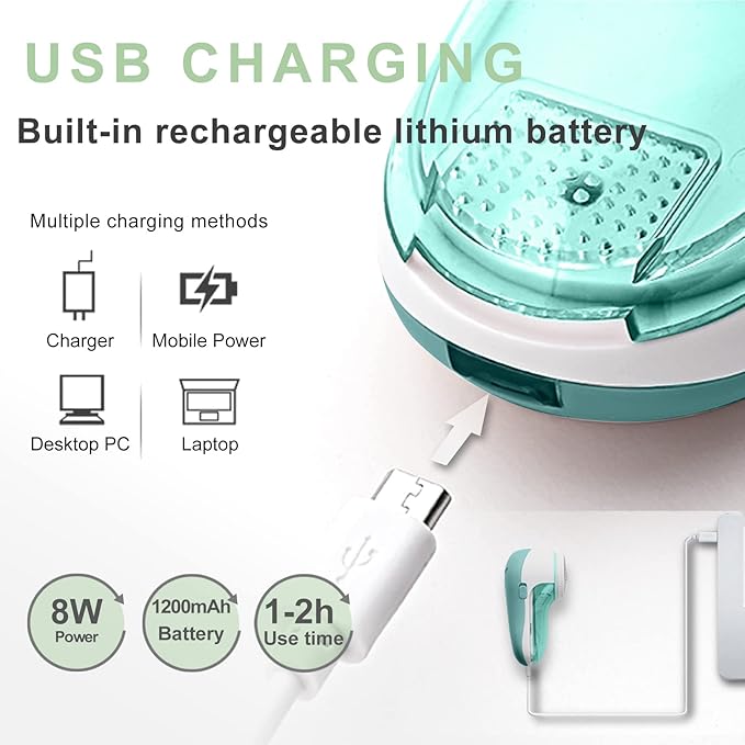 Lint Remover Electric, Bobble Remover Rechargeable with 1 Spare Shaving Blade, Portable Fabric Fluff Shaver