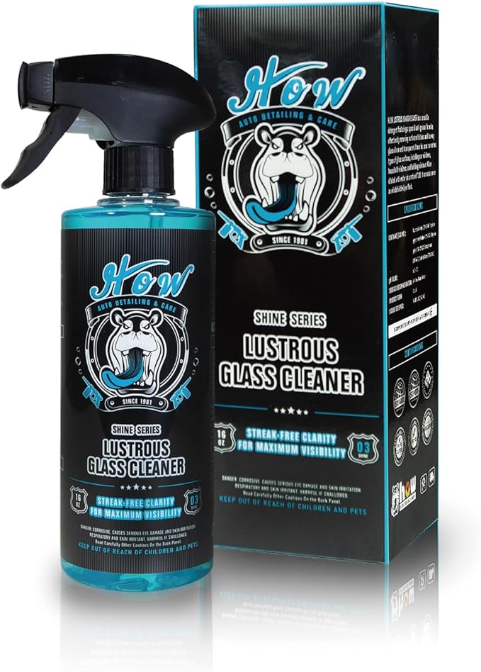 H.O.W SHINE SERIES Lustrous Glass Cleaner｜Streak-Free Window Washer Spray｜Tint-Safe & Ammonia-Free｜Windshield Wiper Fluid & Oil Film Remover｜For Car Windows, Shower Doors, Mirrors, and More (16 oz)